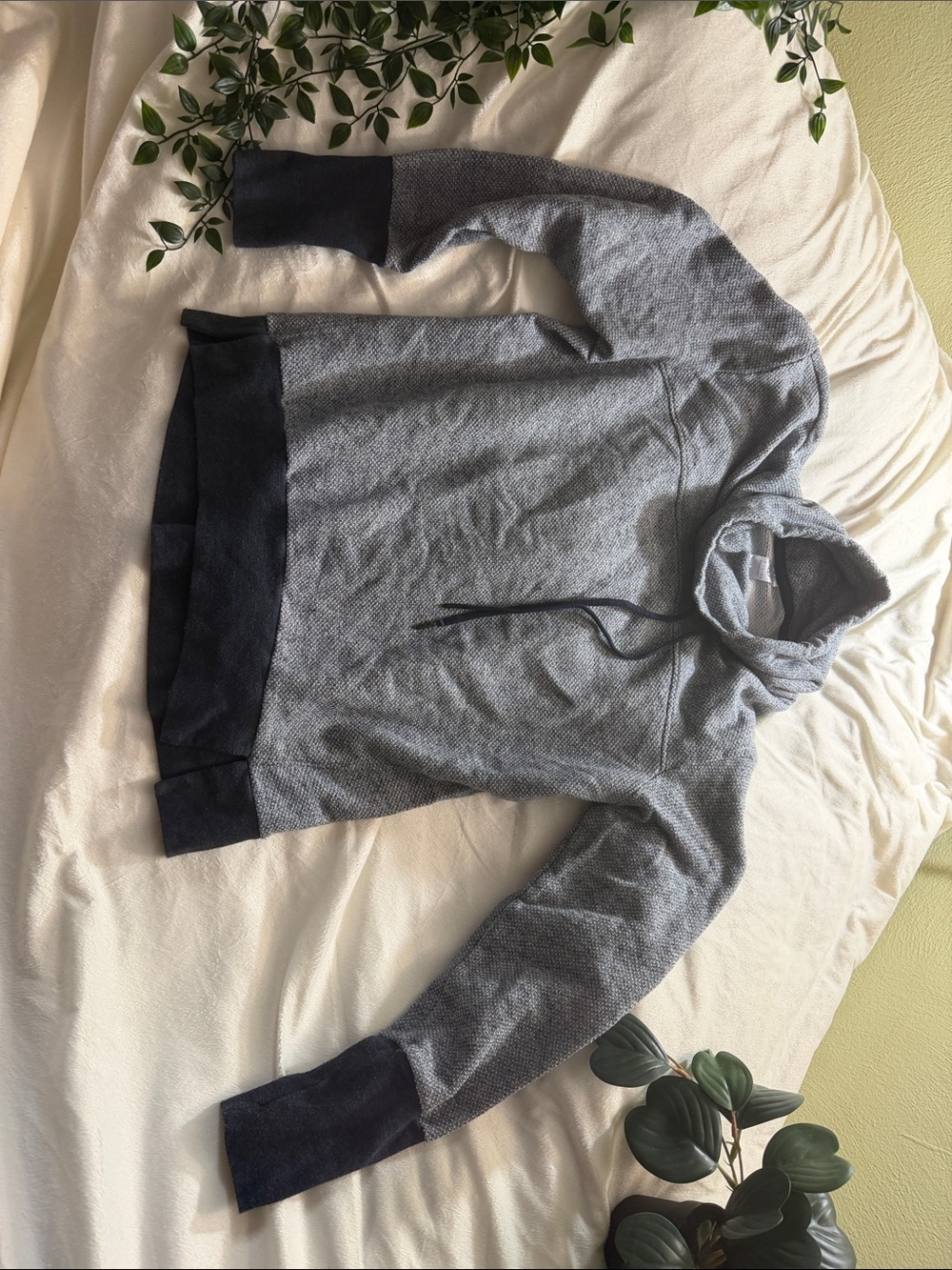 Te Verde Two-Tone Gray Hoodie with Dark Trim